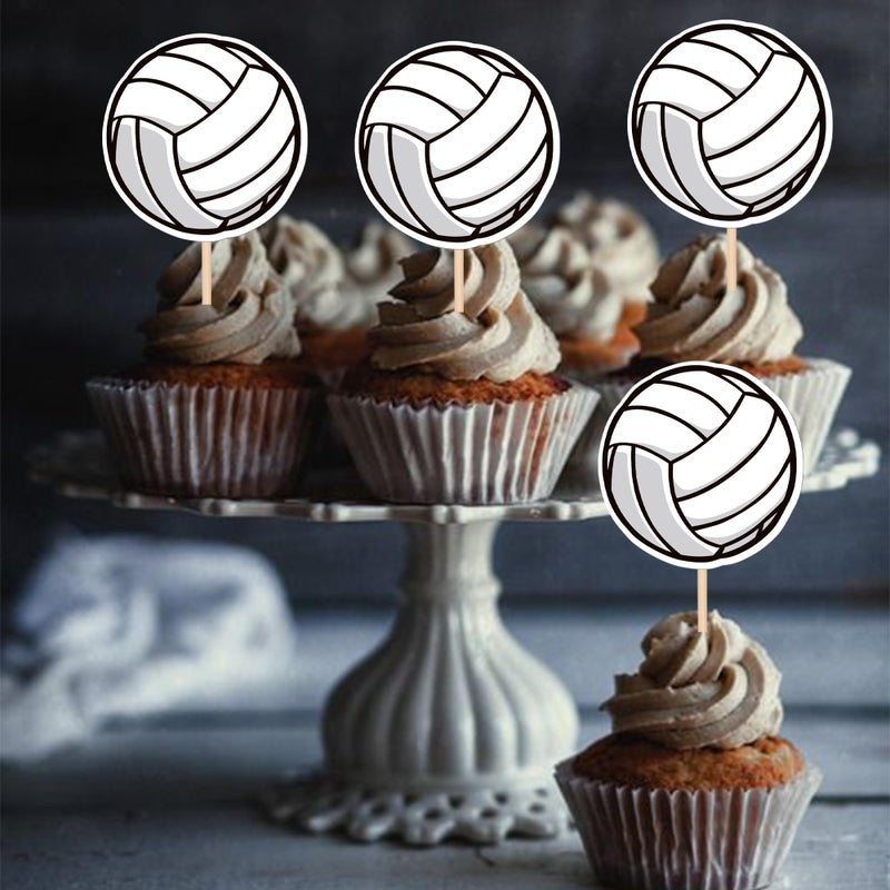 Rsstarxi 40 Pack Volleyball Cupcake Toppers Sport Balls Cupcake Food Picks Volleyball Birthday Cake Decorations for Volleyball Theme Baby Shower Sport Game Party Cake Decorations Supplies - Image 3