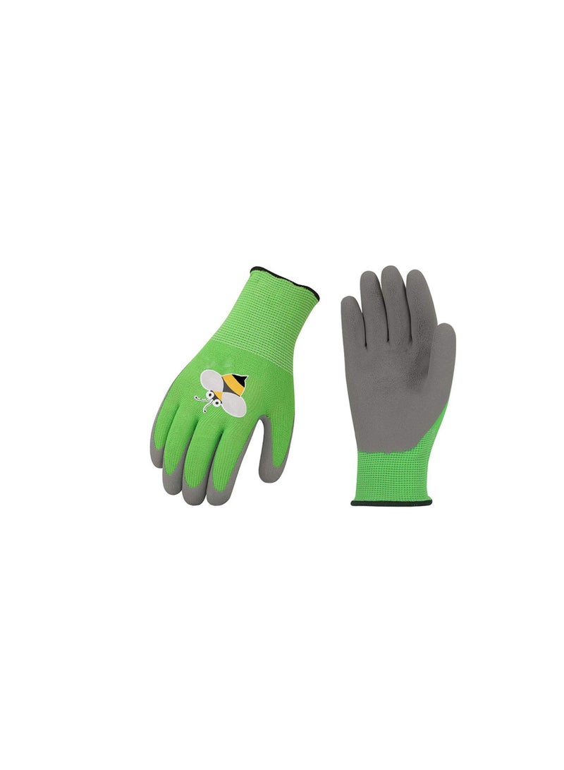 Y&D Kids Latex Gardening Gloves Work Gloves, 1-Pair Age 5-7 (XXS, Green) Nitrile Coated Toddler Garden for Childrens Little Girls Boys Youth 