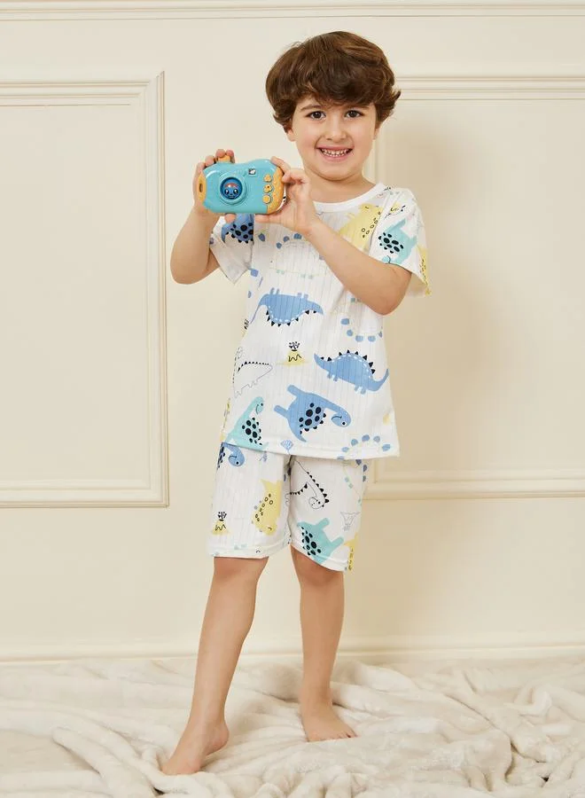 Styli Graphic Print Short Sleeve T-Shirt & Shorts Set