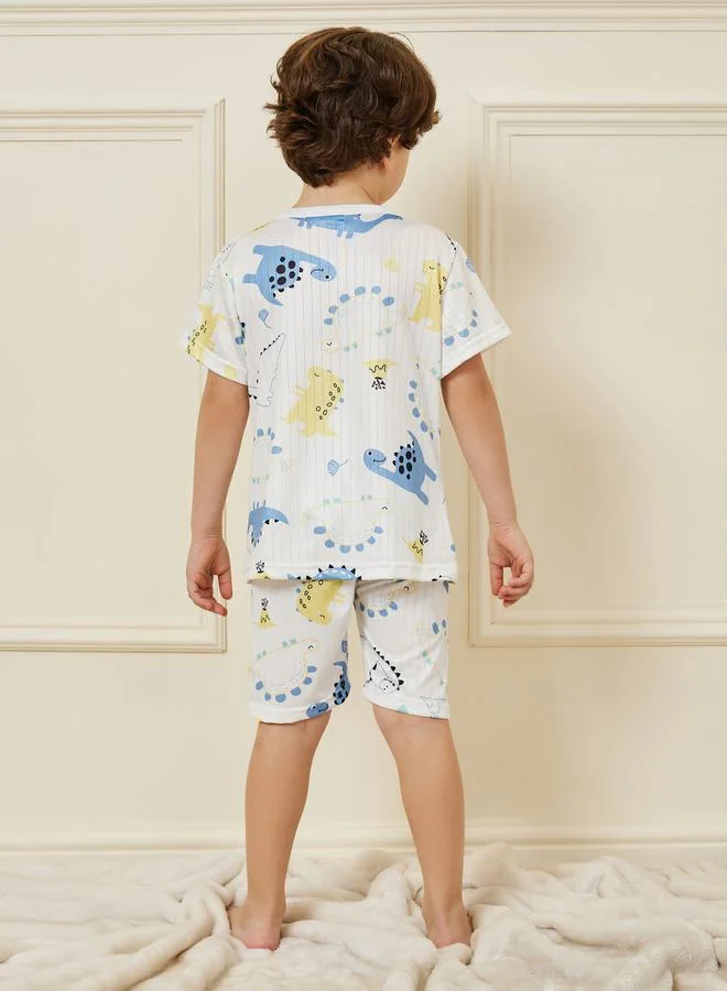 Styli Graphic Print Short Sleeve T-Shirt & Shorts Set