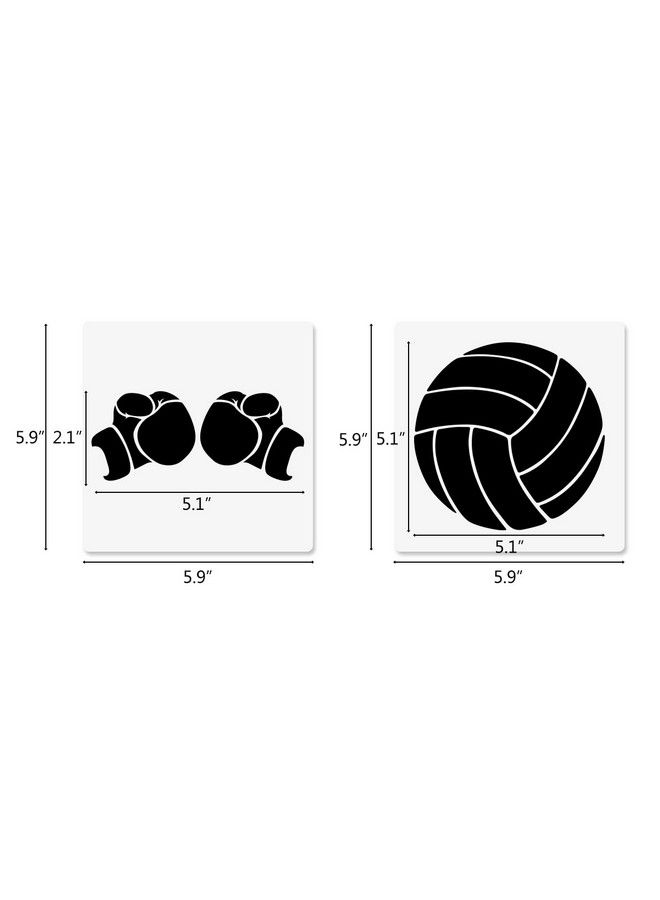 CODOHI Sports Stencils 16 Pcs Sports Ball Stencils Football Basketball Golf Soccer Baseball Racing Diving Reusable Plastic Template For Painting On Wood Drawings Woodburning Canvas Diy Decor 6"X6" - Image 3