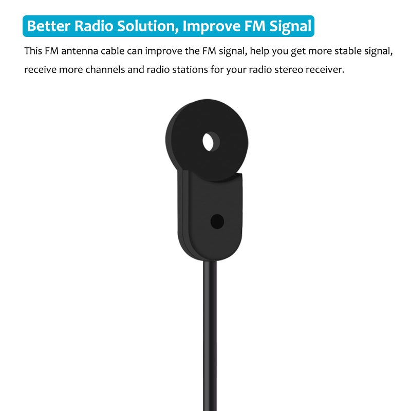 Fancasee FM Antenna for Stereo Receiver Indoor, FM Radio Antenna 75 Ohm F Type Male Plug Jack Adapter Coaxial Cable Wire Antenna for Table Top Home Stereo Receiver Audio Video Radio Receiver - Image 4