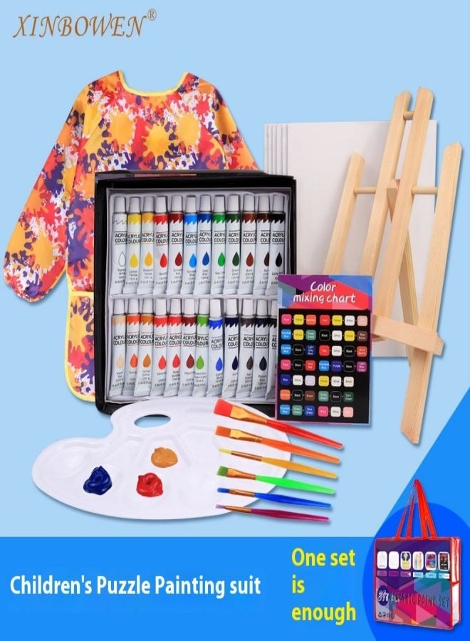 زينبوين مجموعة طلاء أكريليك مكونة من 24 لونًا مع أنابيب ألومنيوم - مجموعة طلاء مقاومة للماء مكونة من 39 قطعة للأطفال - Image 3
