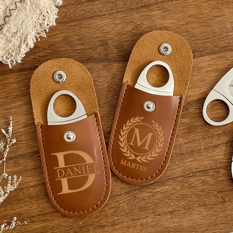 Personalized Engraved Cigar Cutter With Leather Case Style 5 Fathers Day Groomsmen Gifts Custom Cigar Cutter - Image 5