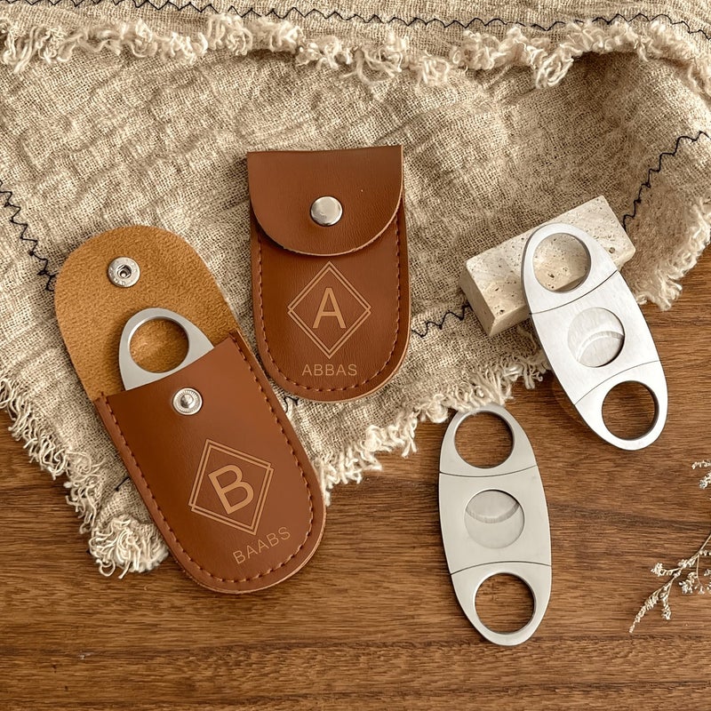 Personalized Engraved Cigar Cutter With Leather Case Style 5 Fathers Day Groomsmen Gifts Custom Cigar Cutter - Image 3