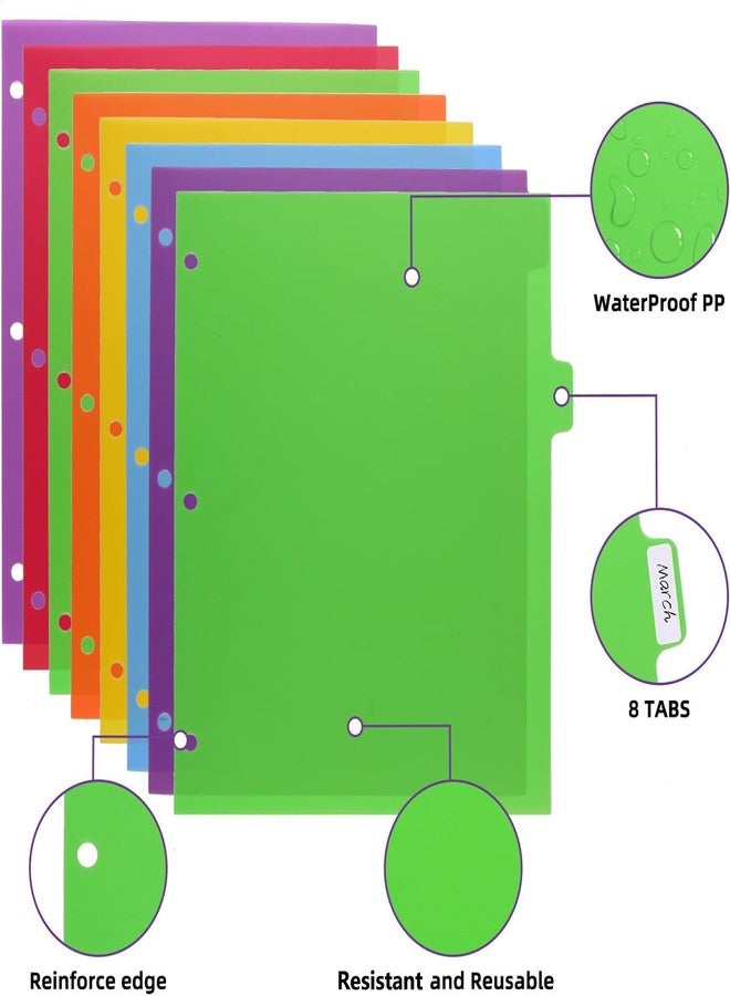 LIMANLIRY Colorful Binder Dividers with Tabs,Plastic Index with 5-Tabs,for 3 Ring Binder,6 Sets - Image 2