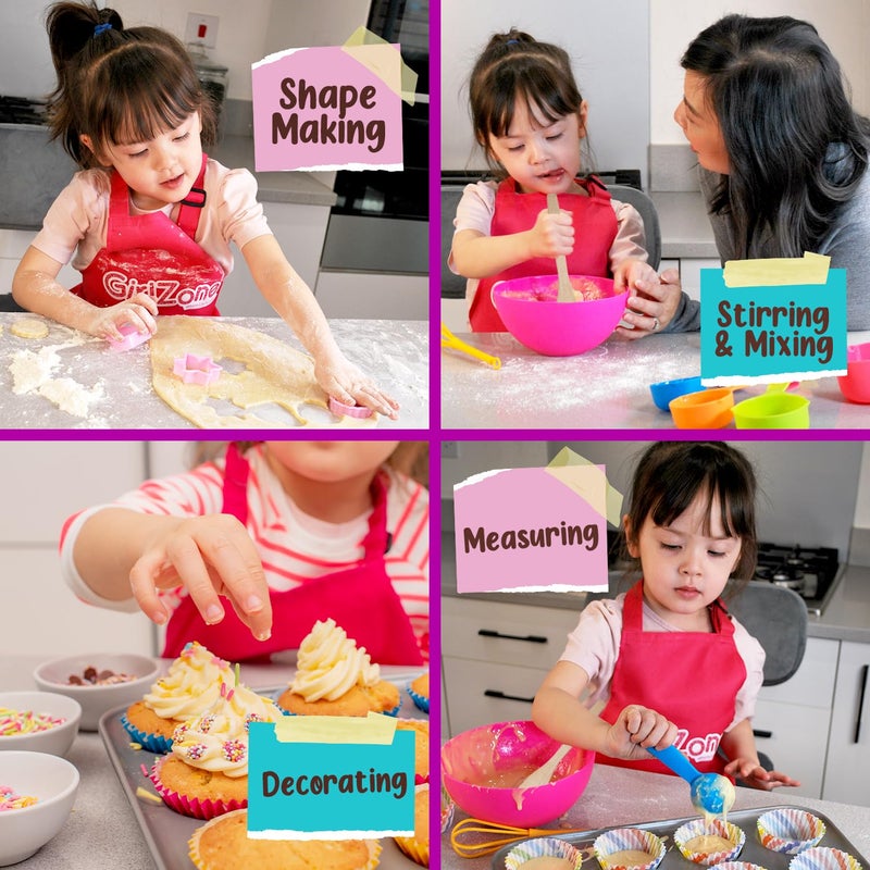 GirlZone Kids Baking Set for Girls - Multicolor, 40-Piece - Girls Baking Kit & Little Baker Set with Apron & Baker Outfit, Whisk, Cookie Cutters, Tools & Recipe Book - Image 2