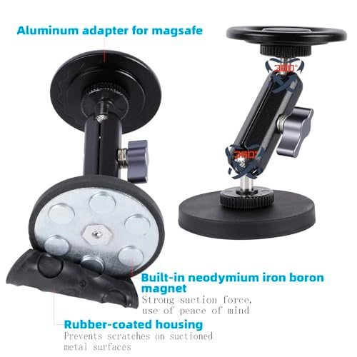 Leenconghui Gym Magnetic Phone Holder for MagSafe, Dual Magnetic Phone Mount for Gym Attach to Metal Surface, Compatible with iPhone 16 15 14 13 Pro Max MagSafe Case, 360° Adjustable, Perfect for Recording Video - Image 3
