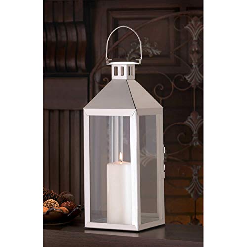 Zingz & Thingz Traditional White Candle Lanterns, Decorative Light Home Decor, 15" Tall, Soho - Image 4
