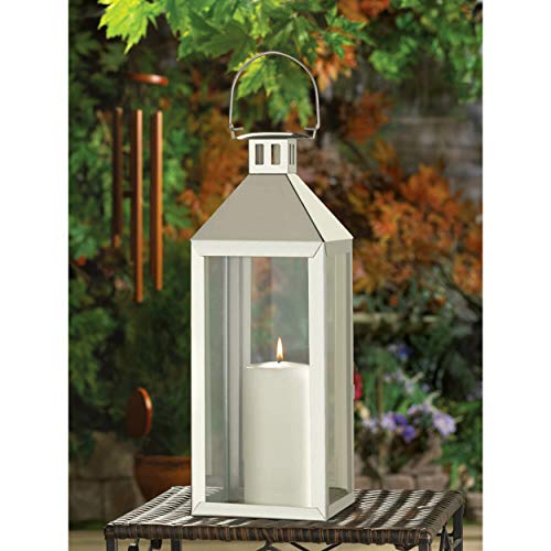 Zingz & Thingz Traditional White Candle Lanterns, Decorative Light Home Decor, 15" Tall, Soho - Image 5
