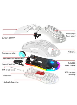 Gaming Mouse,Gaming Mice Honeycomb Hollow Design Ergonomic Wired Mouse with RGB Backlight,up to 8000 DPI,RGB Gaming Mouse for Mac, Laptop,Computer,PC - view 2