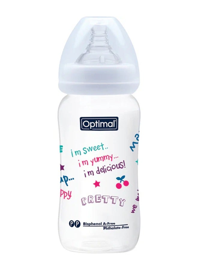 Optimal Wide Neck Feeding Bottle 300 ML, White - Image 1