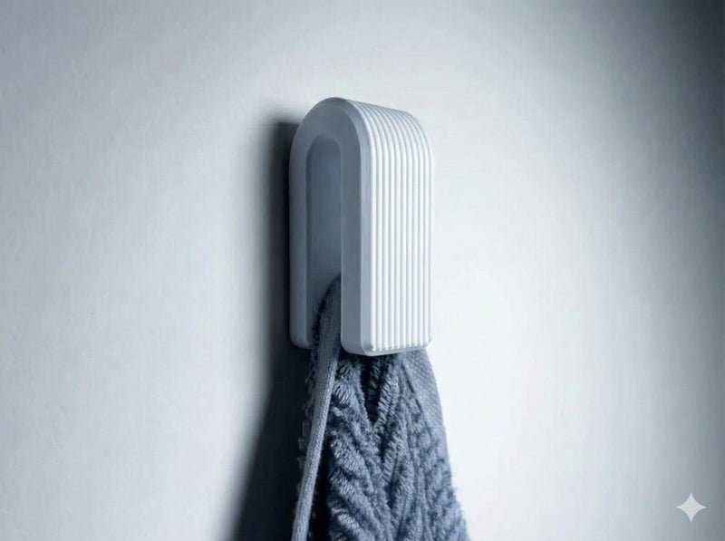 Ribbed Wall Hooks Set (3 Pack) – Minimalist Hanger for Towels, Coats – Multi-Purpose Organizer for Bathroom, Kitchen & Home – Available in Screw-In or Adhesive Tape Mount (3, White, screw) - Image 2