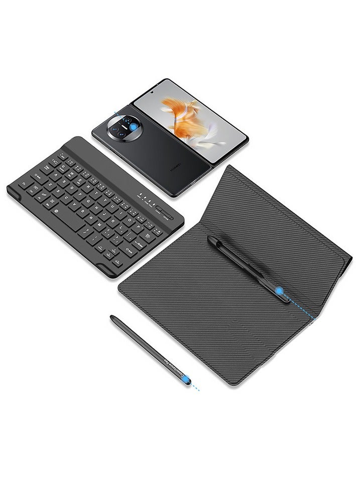 Compatible with Huawei Mate X3 Keyboard with Capacitive Pen  Pen Holder Removable Bluetooth Keyboard Wirelessly Connects with Leather Holster for Mate X3 - Image 2