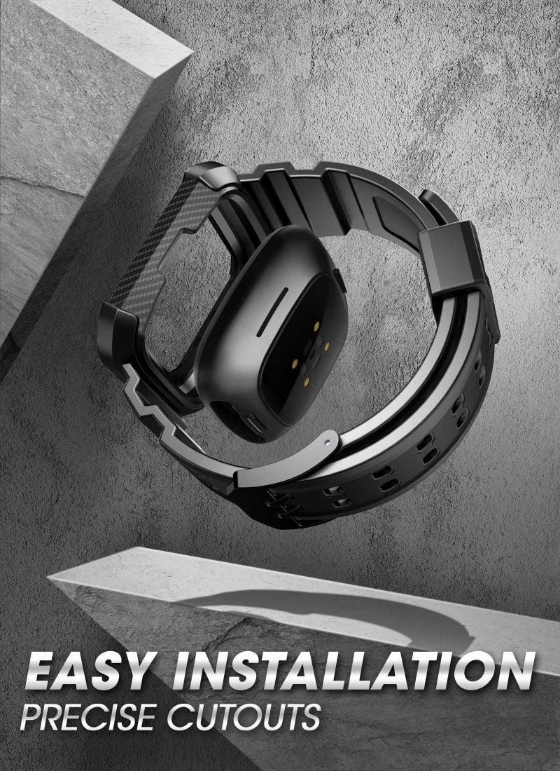 SUPCASE Unicorn Beetle Pro Watch Bands for Fitbit Versa 4 / Fitbit Versa 3 / Fitbit Sense 2/1, Protective Replacement Wristband Case Band (Black) - Image 3