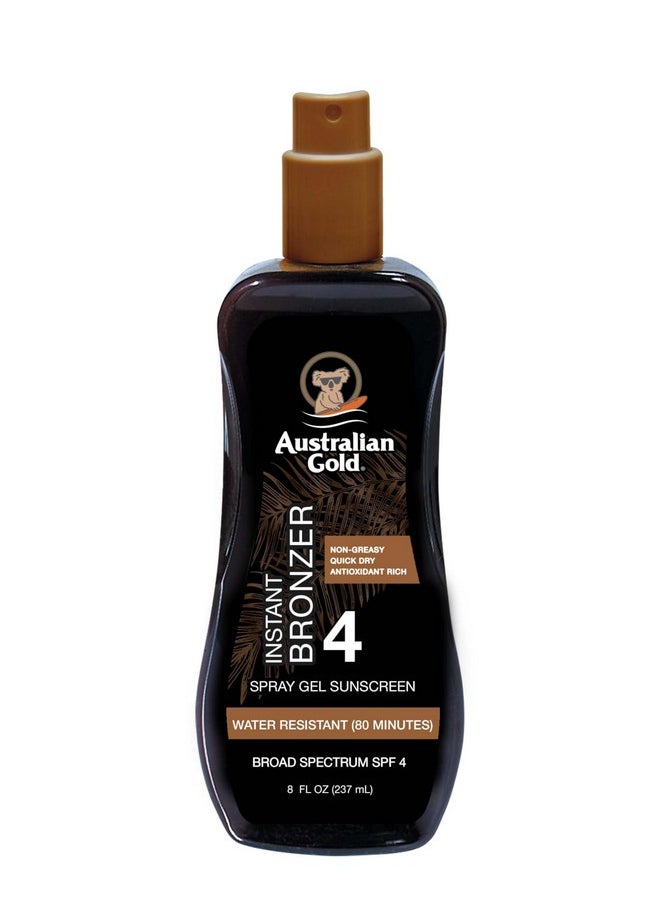 Australian Gold Australian Gold Spray Gel Sunscreen with Instant Bronzer SPF 4, 8 Ounce | Moisturize & Hydrate Skin | Broad Spectrum | Water Resistant | Non-Greasy | Oxybenzone Free | Cruelty Free  - Image 1