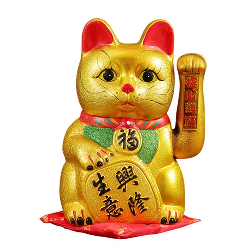 DongAi Lucky Cat Waving Arm Lucky Cat 9inch Ceramic Lucky Cat Lucky Feng Shui Cat