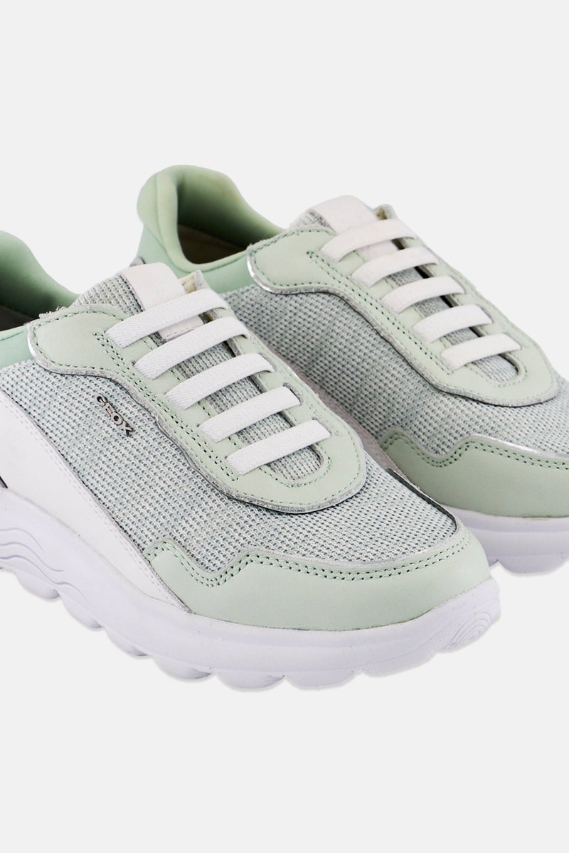 GEOX Women Lace Up Casual Sneaker, Mint  - Image 3