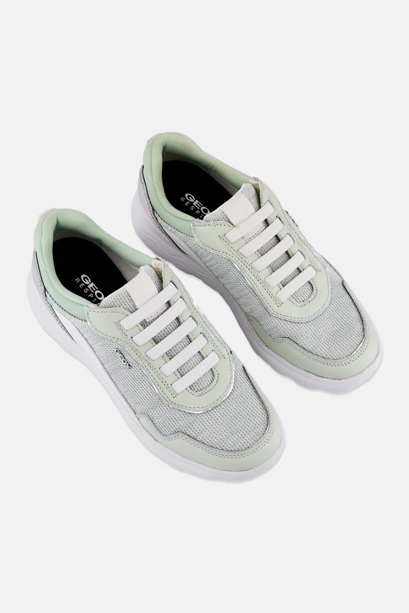 GEOX Women Lace Up Casual Sneaker, Mint  - Image 4