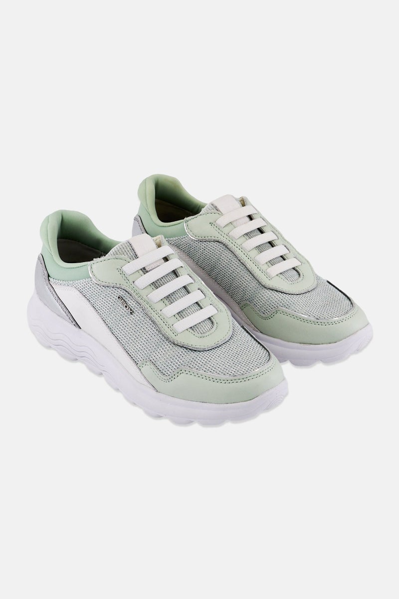 GEOX Women Lace Up Casual Sneaker, Mint  - Image 1