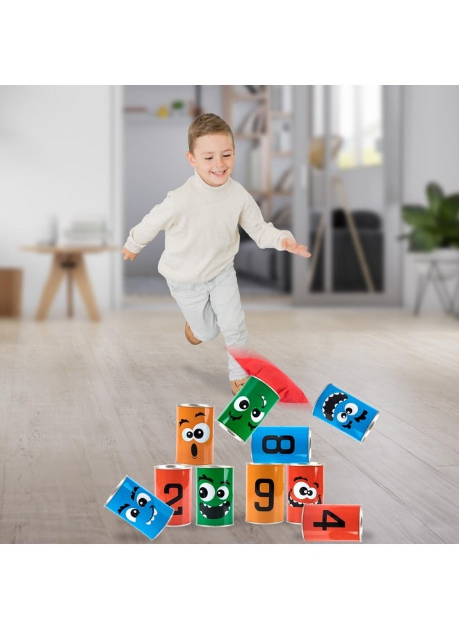 ArtCreativity Gamie Halloween Carnival Bean Bag Toss Game - Halloween Party Game With 10 Tin Cans And 3 Bean Bags - Indoor And Outdoor Halloween Party Activity For Kids - Tossing Game For Kids 3 And Up  - Image 2