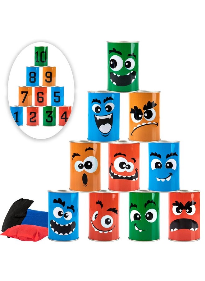 ArtCreativity Gamie Halloween Carnival Bean Bag Toss Game - Halloween Party Game With 10 Tin Cans And 3 Bean Bags - Indoor And Outdoor Halloween Party Activity For Kids - Tossing Game For Kids 3 And Up  - Image 1