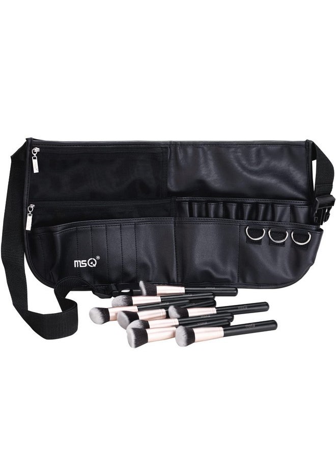 MSQ Makeup Brush Bag With Belt Multi Pocket Foldable Apron Pack Cosmetic Brush Pouch Holder Organizer With Adjustable Artist Belt Strap Best For Artist/Fashion Stylist(Without Brush)  - Image 1