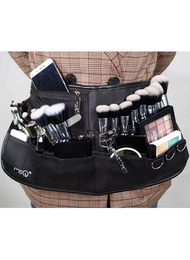 MSQ Makeup Brush Bag With Belt Multi Pocket Foldable Apron Pack Cosmetic Brush Pouch Holder Organizer With Adjustable Artist Belt Strap Best For Artist/Fashion Stylist(Without Brush)  - Image 2