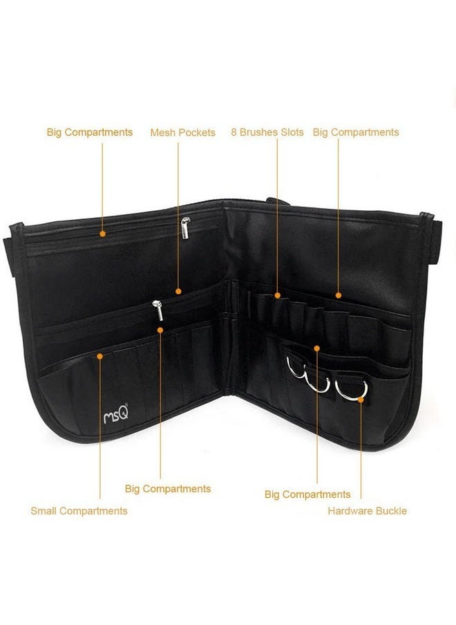MSQ Makeup Brush Bag With Belt Multi Pocket Foldable Apron Pack Cosmetic Brush Pouch Holder Organizer With Adjustable Artist Belt Strap Best For Artist/Fashion Stylist(Without Brush)  - Image 3