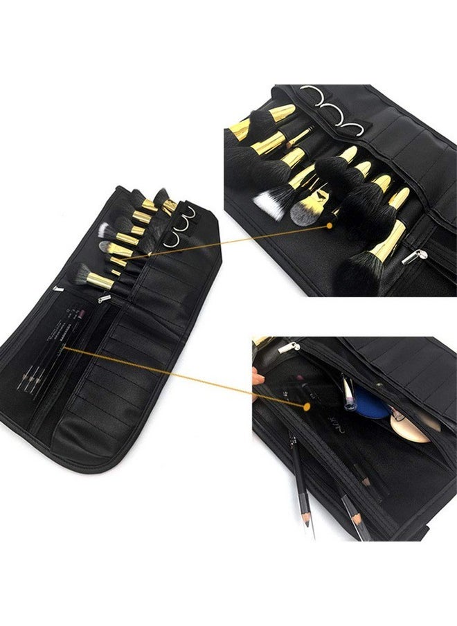 MSQ Makeup Brush Bag With Belt Multi Pocket Foldable Apron Pack Cosmetic Brush Pouch Holder Organizer With Adjustable Artist Belt Strap Best For Artist/Fashion Stylist(Without Brush)  - Image 4