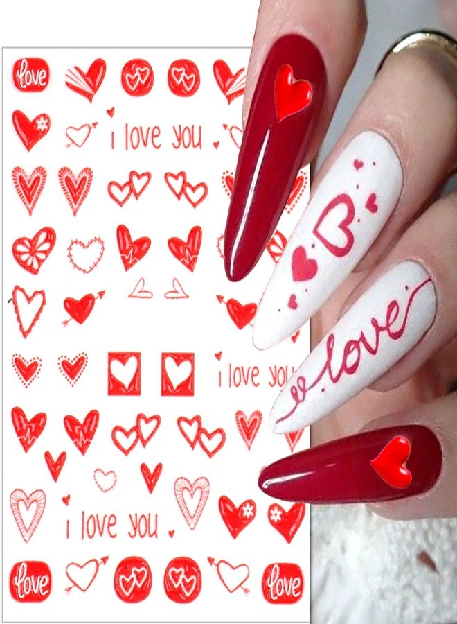 winthrop 4 Sheets Valentine's Day Nail Art Sticker Decals, 5D Heart Embossed Self-Adhesive Nail Art Decoration Supplies Accessories for Women Girl - Image 2