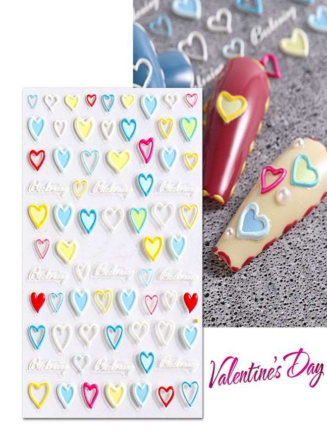 winthrop 4 Sheets Valentine's Day Nail Art Sticker Decals, 5D Heart Embossed Self-Adhesive Nail Art Decoration Supplies Accessories for Women Girl - Image 4