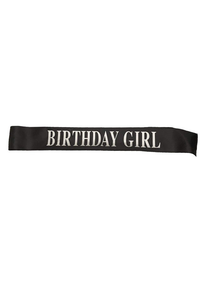Dadam Birthday Sash for Girls Black Satin Birthday Girl Sash with Silver Glitter Lettering Party Favors, Supplies and Decorations - Image 2