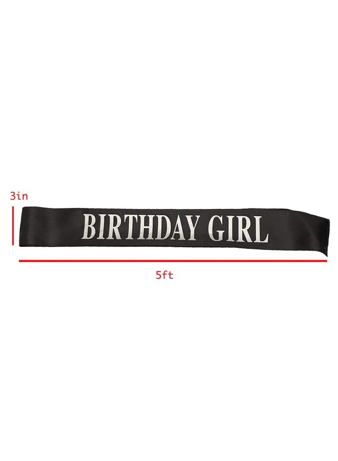 Dadam Birthday Sash for Girls Black Satin Birthday Girl Sash with Silver Glitter Lettering Party Favors, Supplies and Decorations - Image 3