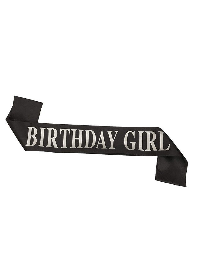 Dadam Birthday Sash for Girls Black Satin Birthday Girl Sash with Silver Glitter Lettering Party Favors, Supplies and Decorations - Image 1