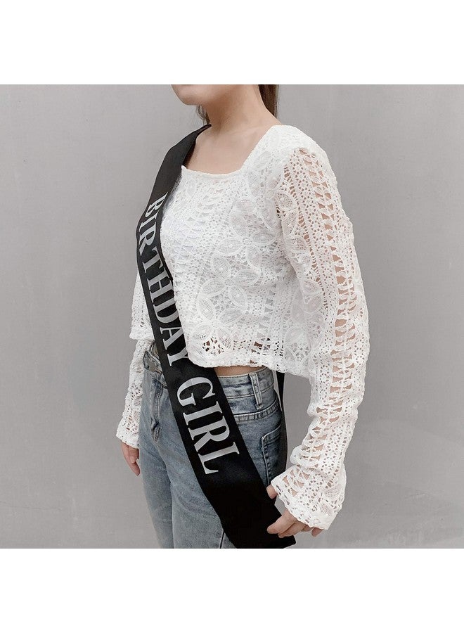 Dadam Birthday Sash for Girls Black Satin Birthday Girl Sash with Silver Glitter Lettering Party Favors, Supplies and Decorations - Image 5