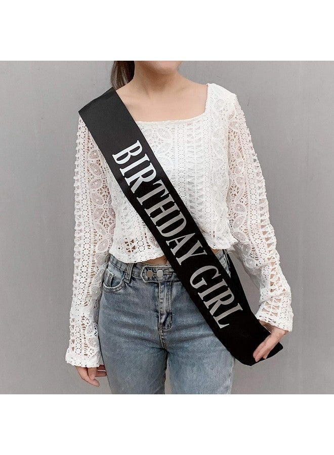 Dadam Birthday Sash for Girls Black Satin Birthday Girl Sash with Silver Glitter Lettering Party Favors, Supplies and Decorations - Image 4