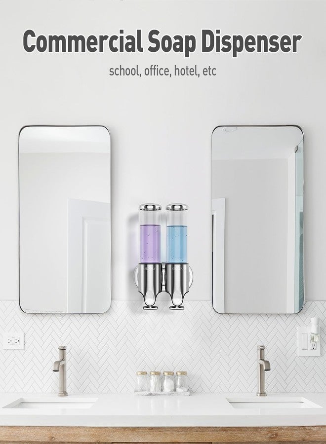 Secura Double Wall Mounted Soap Dispenser, 2 x 17 fl oz Shampoo and Soap Dispensers Perfect for Home & Kitchen (Stainless Steel) - Image 5