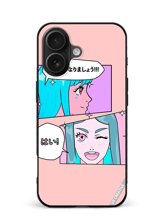 VR CREATIVE Protective Case Cover For Apple iPhone 16 Cute Pastel Collage With Manga Comics Frames With Anime Characters Design Multicolour