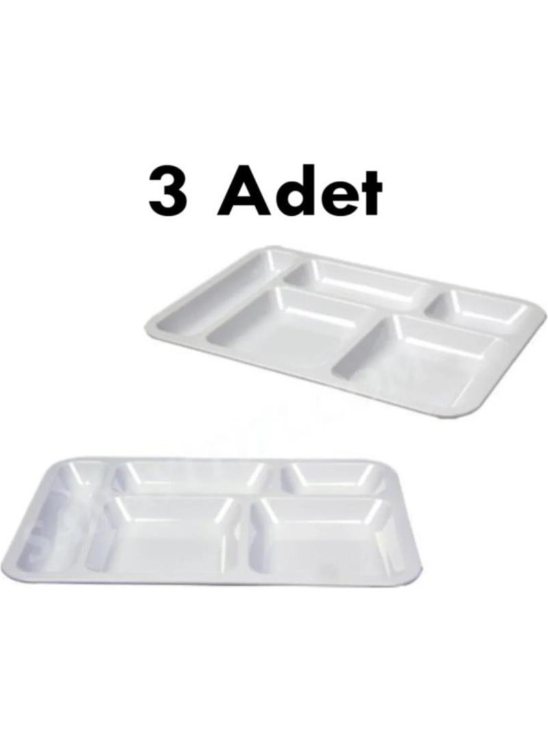 abnturk 3 Pieces Unbreakable Healthy Raw Material 5 Compartment Table Dish Table Doodle Table Dish Polycarbonate Table Dish  - Image 1