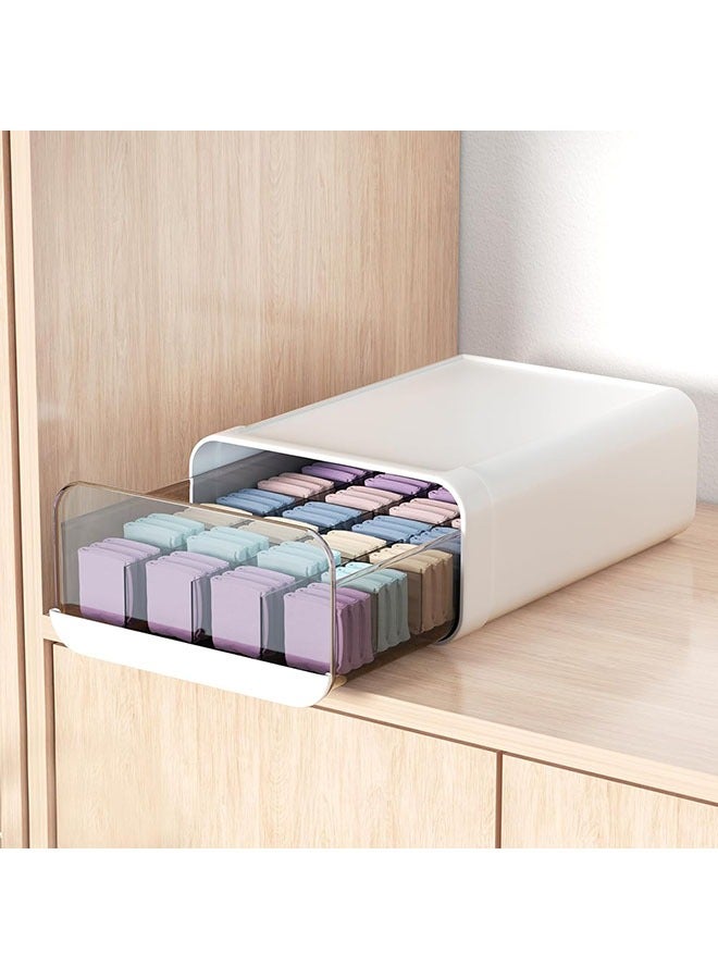 YelaJoy Underwear Organizer Drawer, 24 Cells Plastic Sock Underwear Storage Drawer, Stackable Closet Organizers and Storage Box for Bras, Socks, Scarves, Ties, Belt (King Size-White, 1 Pcs)  - Image 1