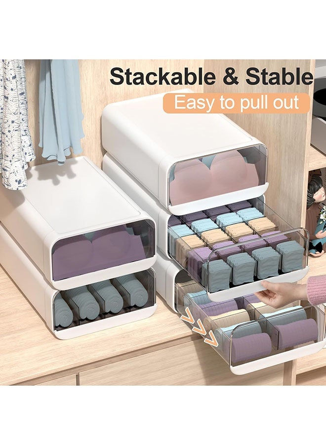 YelaJoy Underwear Organizer Drawer, 24 Cells Plastic Sock Underwear Storage Drawer, Stackable Closet Organizers and Storage Box for Bras, Socks, Scarves, Ties, Belt (King Size-White, 1 Pcs)  - Image 4