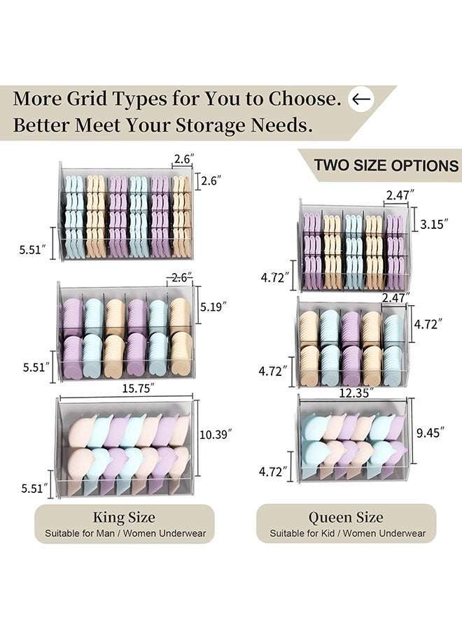 YelaJoy Underwear Organizer Drawer, 24 Cells Plastic Sock Underwear Storage Drawer, Stackable Closet Organizers and Storage Box for Bras, Socks, Scarves, Ties, Belt (King Size-White, 1 Pcs)  - Image 2