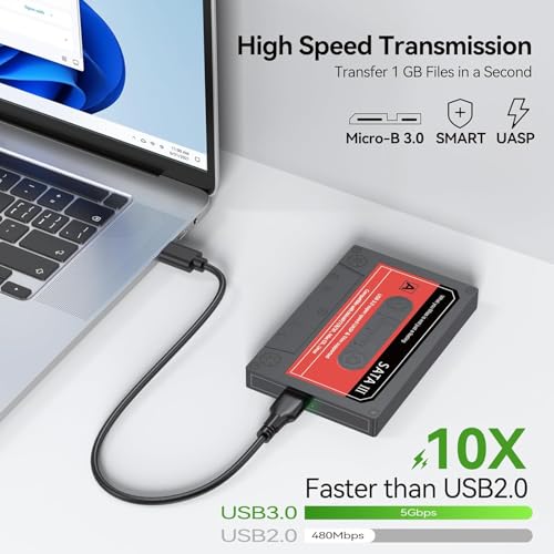 Tobo 2.5'' External Hard Drive Enclosure USB 3.0 to SATA III Tool-Free Clear Hard Disk Case for 2.5 inch 7mm 9.5mm SATA HDD SSD Max 6TB Support UASP-TD-938HS. - Image 2