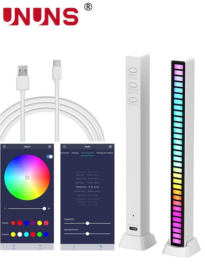 UNUNS RGB Music Rhythm Light,App Control 32 Bit Music Level LED Lights,USB Powered,Rhythm Light Bar For Car Game Room Desktop Black - Image 1