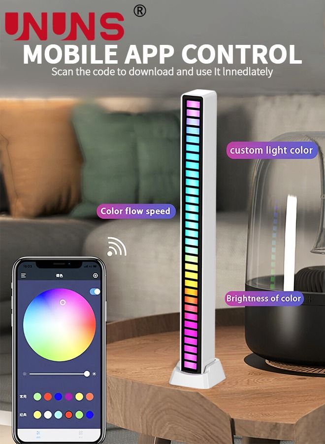 UNUNS RGB Music Rhythm Light,App Control 32 Bit Music Level LED Lights,USB Powered,Rhythm Light Bar For Car Game Room Desktop Black - Image 3