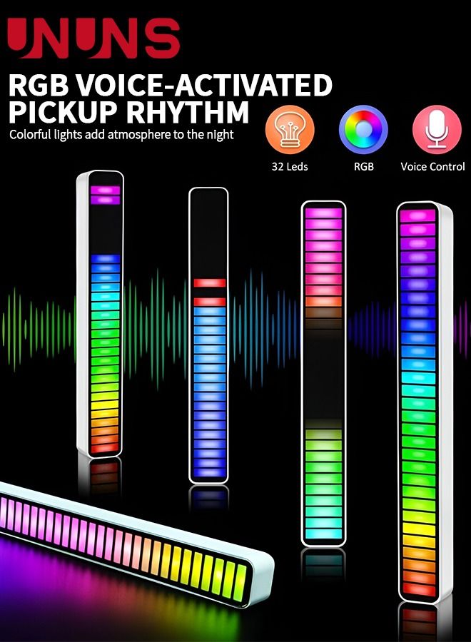 UNUNS RGB Music Rhythm Light,App Control 32 Bit Music Level LED Lights,USB Powered,Rhythm Light Bar For Car Game Room Desktop Black - Image 4