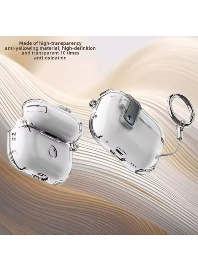 Case Compatible with AirPods pro 2 Case (2022/2023) Cover Automatic Switch Lock, Clip Protective Hard Shell with Carabiner (Clear) - Image 2