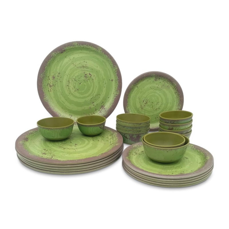 SUPERWARE Food Grade Melamine Dinner Set Rastik Q Olive Green Matt 24 pcs Dinnerware Tableware Stain Free Glazed - Image 1