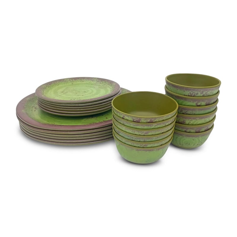 SUPERWARE Food Grade Melamine Dinner Set Rastik Q Olive Green Matt 24 pcs Dinnerware Tableware Stain Free Glazed - Image 5